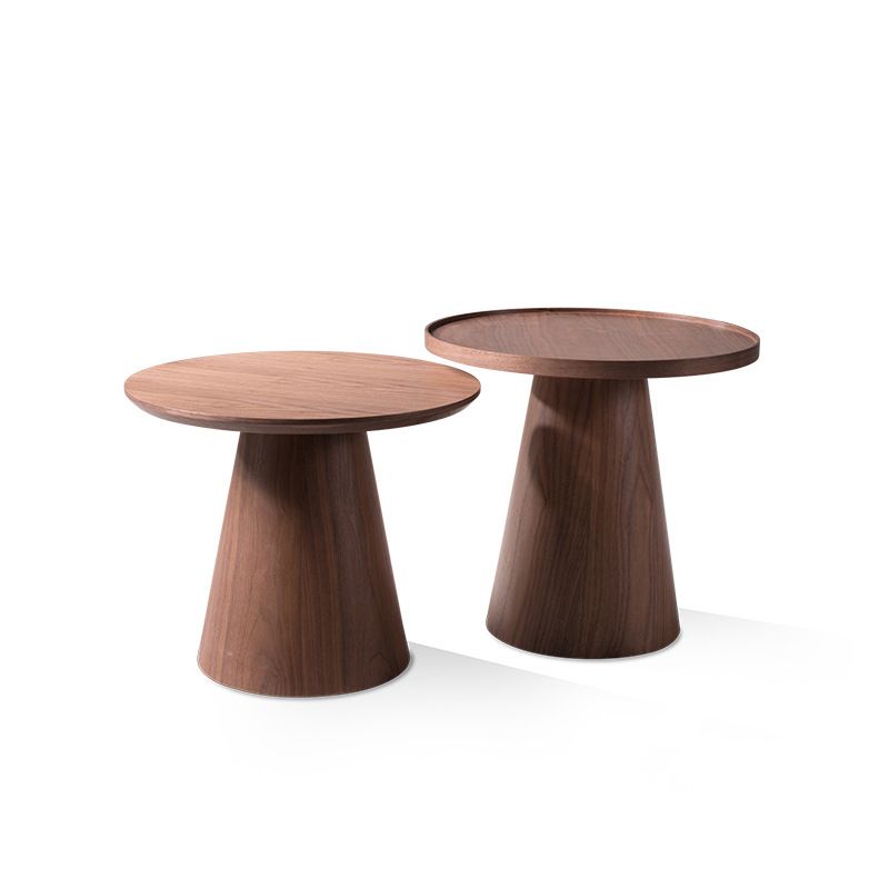 Contemporary Living Room Round Pedestal Solid Wood End Table