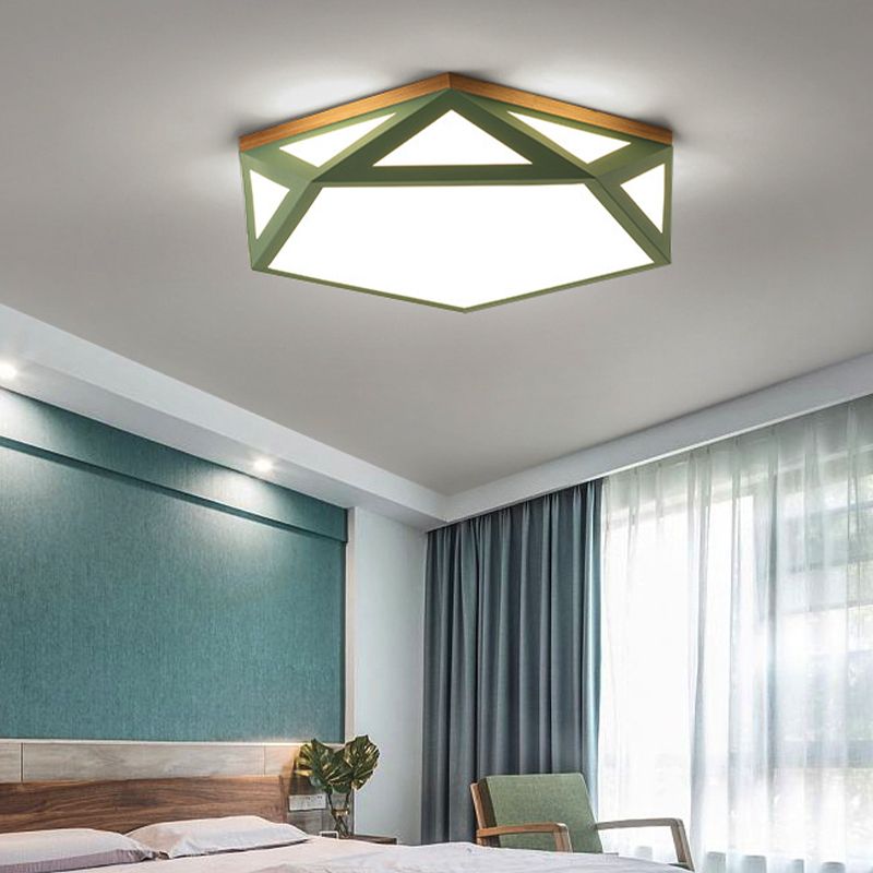Modern Geometric Acrylic Flush Light 16.5"/20.5" W LED Gray/Green/White Ceiling Flush Mount for Bedroom, Warm/White/Natural/3 Color Light