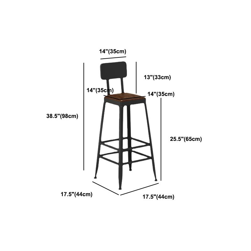 Industrial Square Footrest Counter Chair Metal Low Back Counter and Bar Stool
