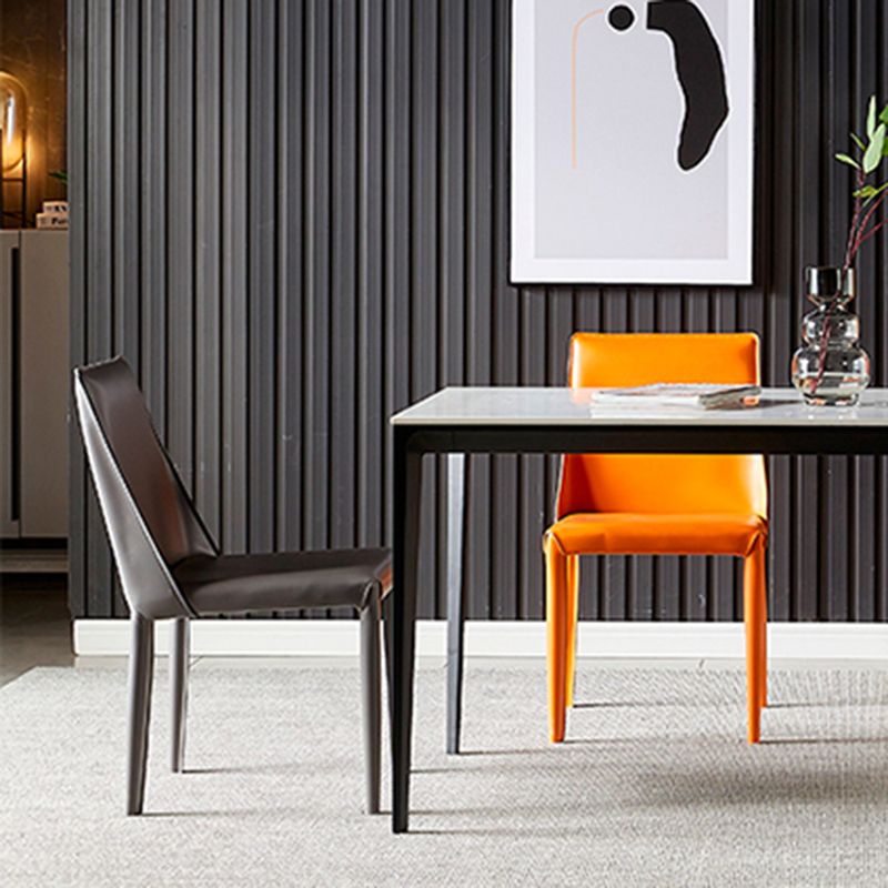Sillas de comedor estilo moderno Sillas auxiliares sin brazos con patas de metal para cocina (juego de 2)