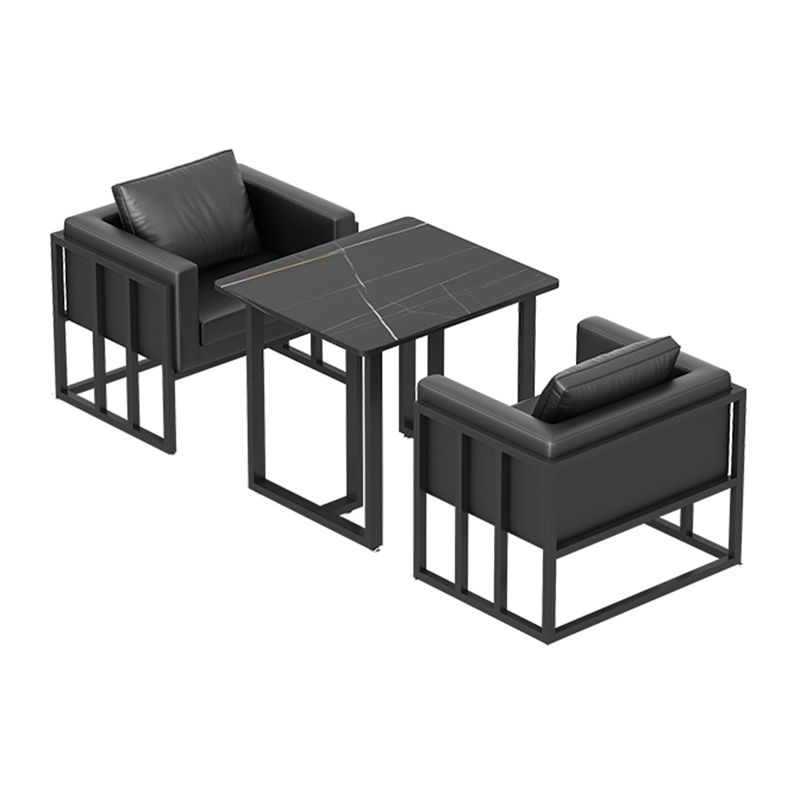Industrial Sintered Stone Top Dinner Room Kitchen Table Black Metal Base Table for Dinning Room