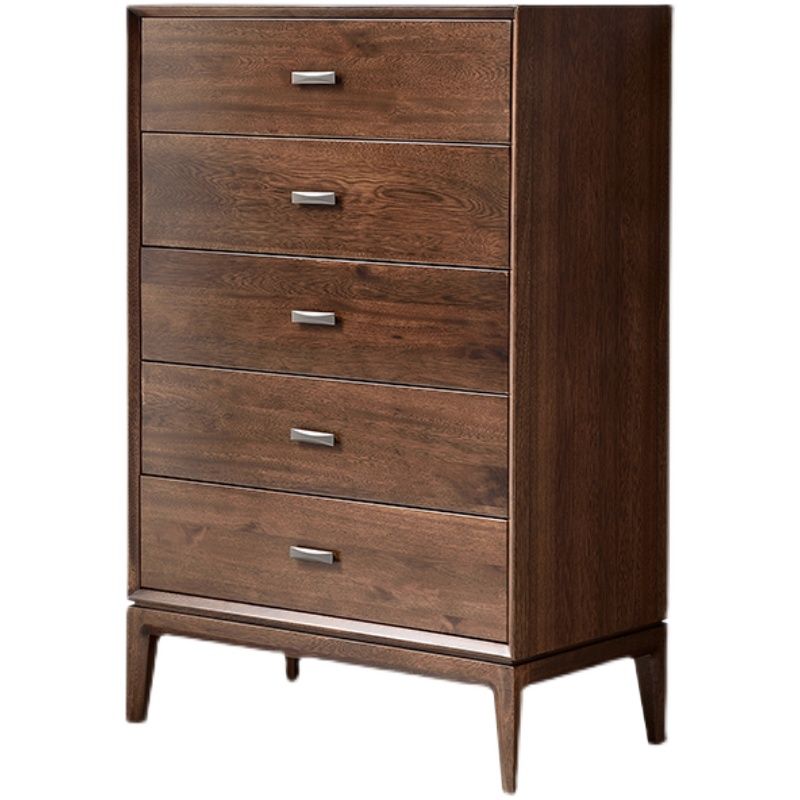 Solid Wood 5- Drawer Accent Chest Brown Chest for Living Room