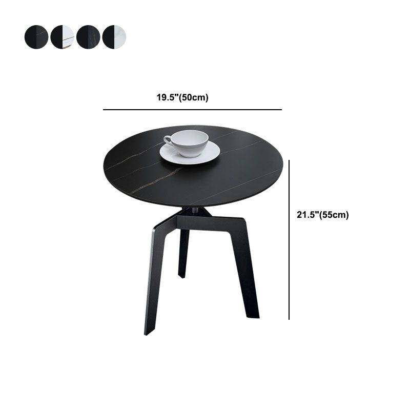 21.65" /23.62" Tall Steel 3 Legs End Table Modern Round Slate Top Side Table