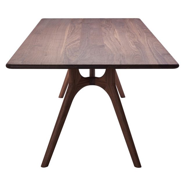 Rectangle Shape 4 Legs Minimalist Table Wood Color Fixed Table of Solid Wood