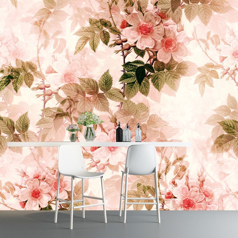 Romantic Flower Illustration Mural for Living Room and Bedroom Wall Decoration