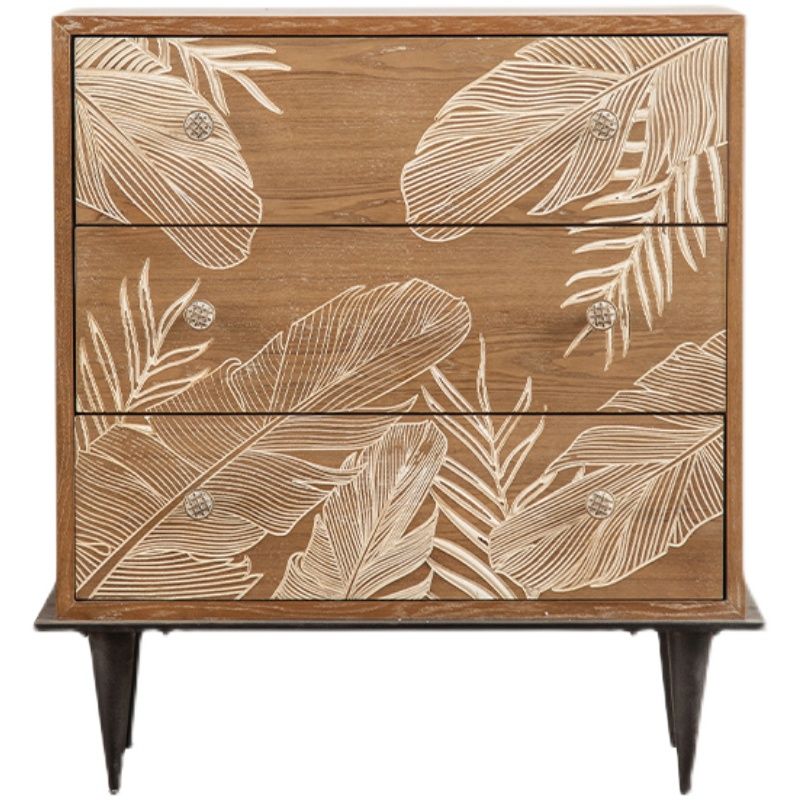 Distressed Wood Accent Chest Industrial Standard Knobs Accent Cabinet
