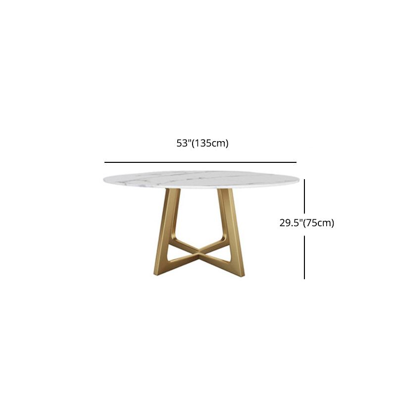 Glam Style Stone Round Dining Table with Gold Base for Living Room