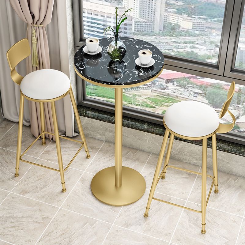 1/2/3 Pieces Glam Iron Bar Table Set Faux Marble Top Bistro Set with Pedestal