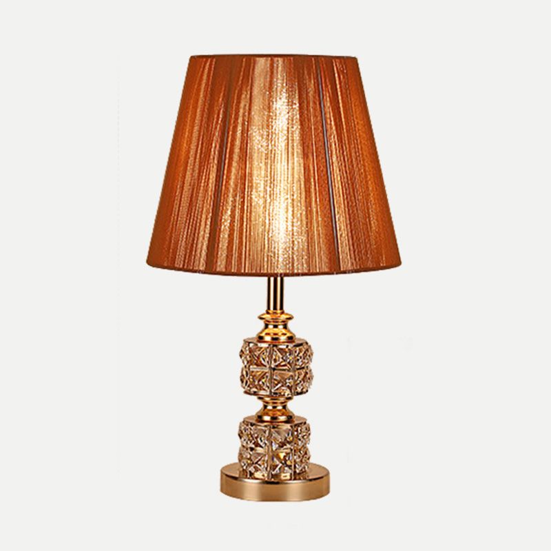 Tarea de cristal de sombra cónica Tarea de tela modernista 1 cabezal de oro lámpara de escritorio pequeño
