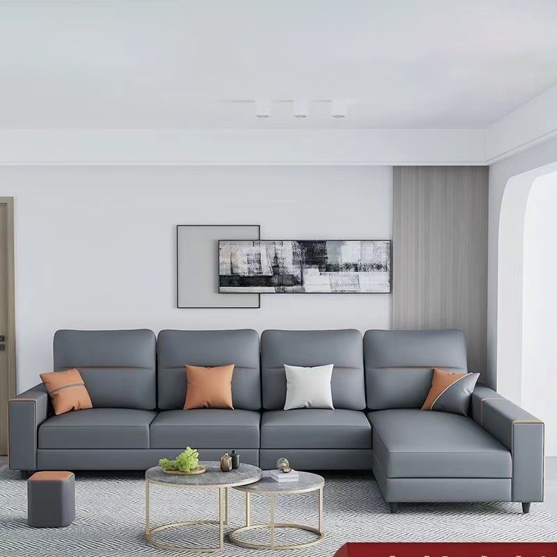 37.4"H Faux Leather Square Arm Sofa & Chaise for Living Room