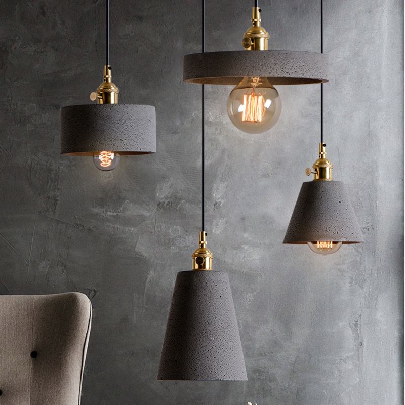 Lampe à suspension en forme de géométrique Nordique 1-Light Ciment Pendant Cternal Rotary Interrupteur