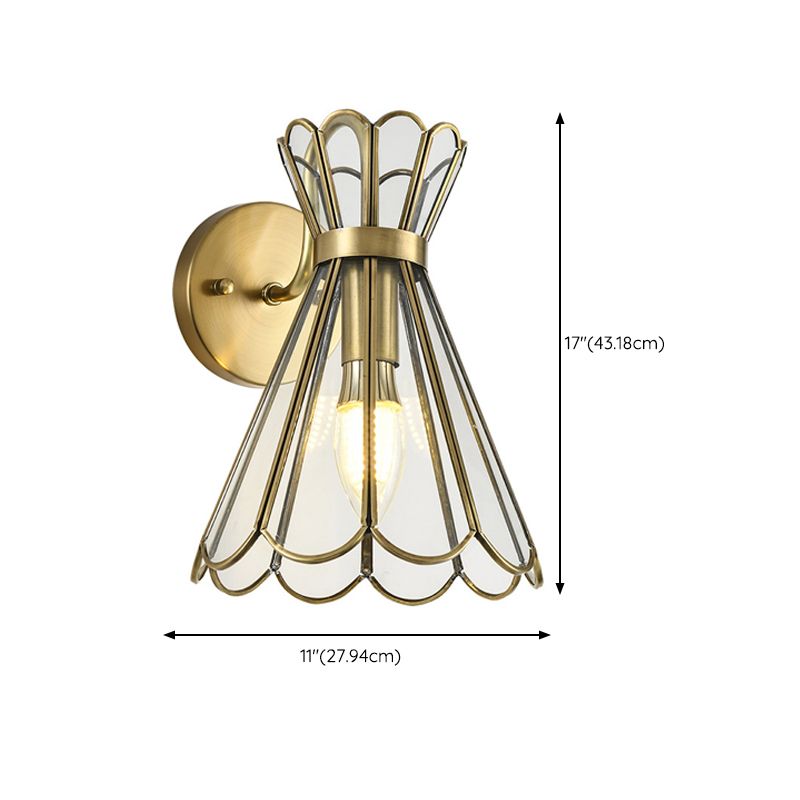 Glass Cone Shape Wall Lighting Modern Style 1 Light Wall Light Sconce in Gold