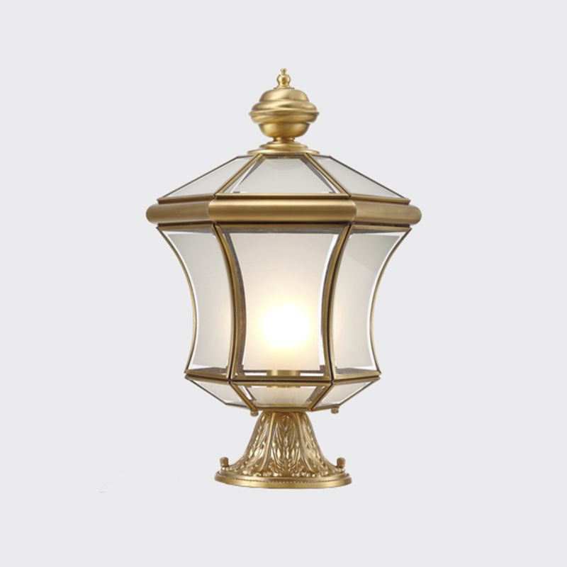 Modern Simple Copper Outdoor Light Lantern Shape Waterproof Pillar Lamp for Outdoor