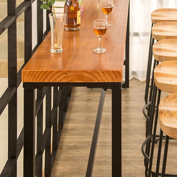 Industrial Solid Wood Bar Table Rectangle Dining Table for Kitchen Living Room