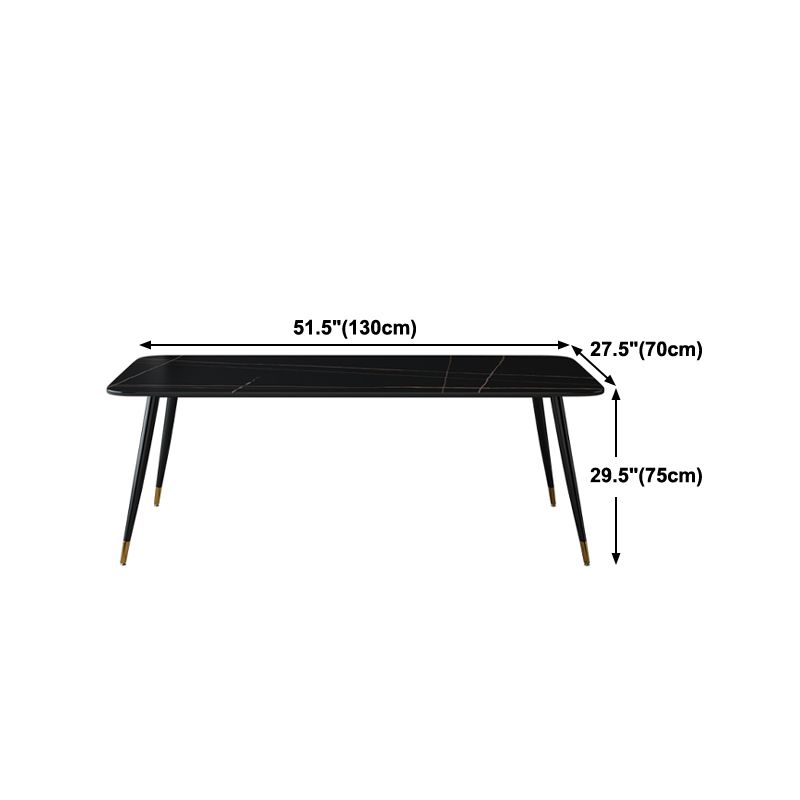 Industrial Sintered Stone Table for Restaurant Rectangle Black Dining Table with 4 Legs
