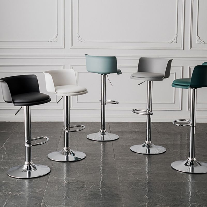 Metal Base Adjustable Height Bar Stool Contemporary Footrest Bar Stool