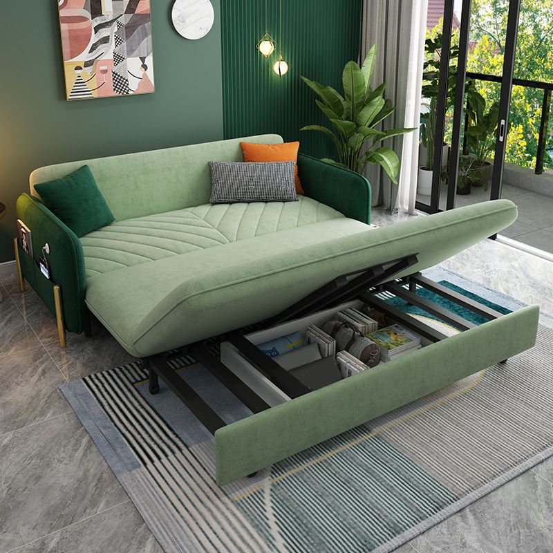 31.69" Square Arm Sleeper Scandinavian Styled Sleeper Sofa Bed in Green