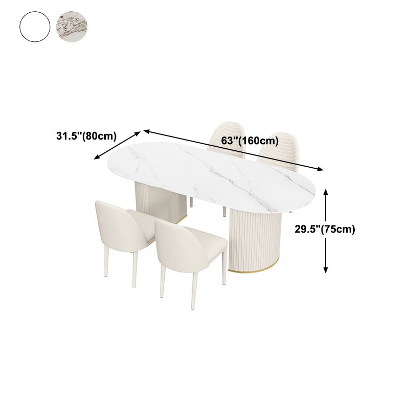Oval Stone Top Dining Table Traditional Luxury Dining Table for Kitchen