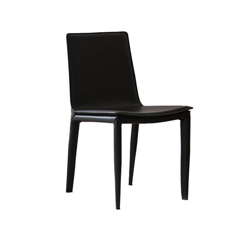 Contemporary Metal Dining Room Chair Armless Leather Dining Chair for Home Use