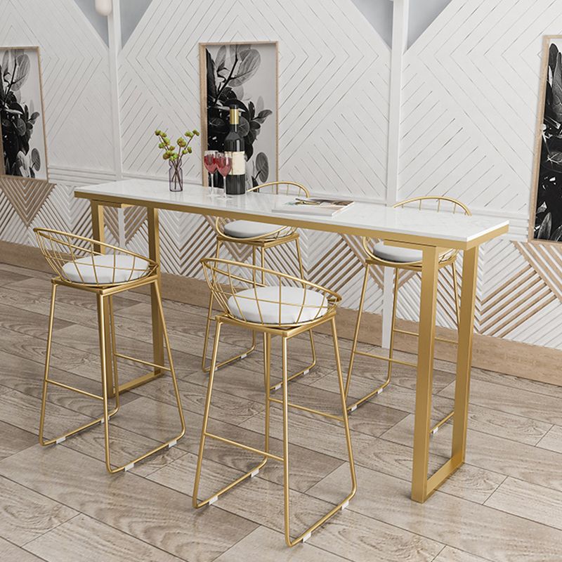 Faux Marble Table Modern Style Bistro Bar Table with Sled Base