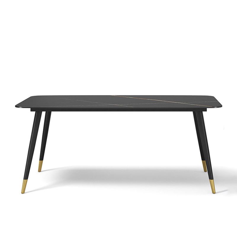Industrial Sintered Stone Table for Restaurant Rectangle Black Kitchen Table with 4 Legs