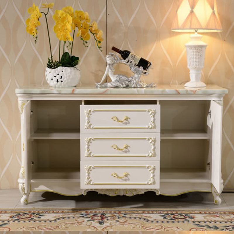 Glam Sideboard in White Rubber Wood with 2-doorfor Living Room