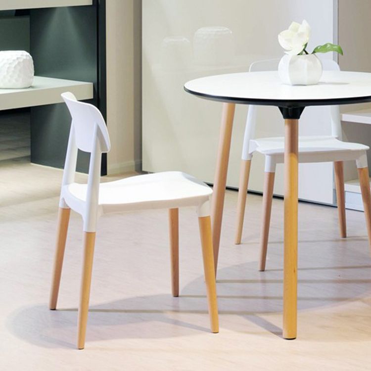 Plastic and Solid Wood Open Back Contemporary Dining Side Chair