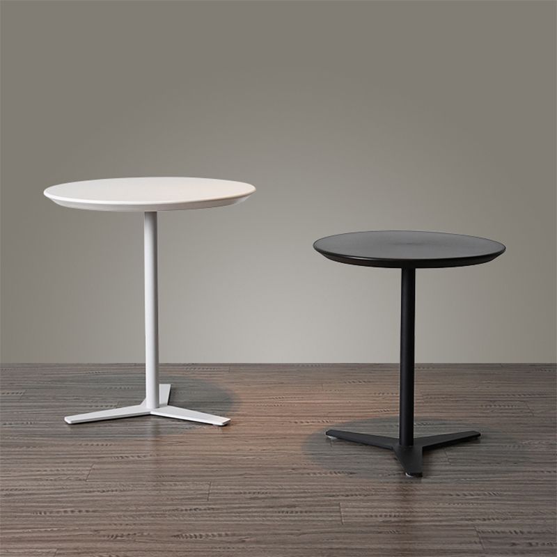 Contemporary Style  Round Wooden Coffee Table Iron Pedestal Base