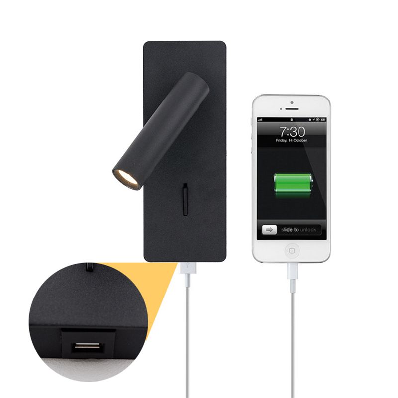 Aluminium Rechteckige LED -Wandlampe im modernen prägnanten Stil Eisenlesen Wandleuchten für Schlafzimmer