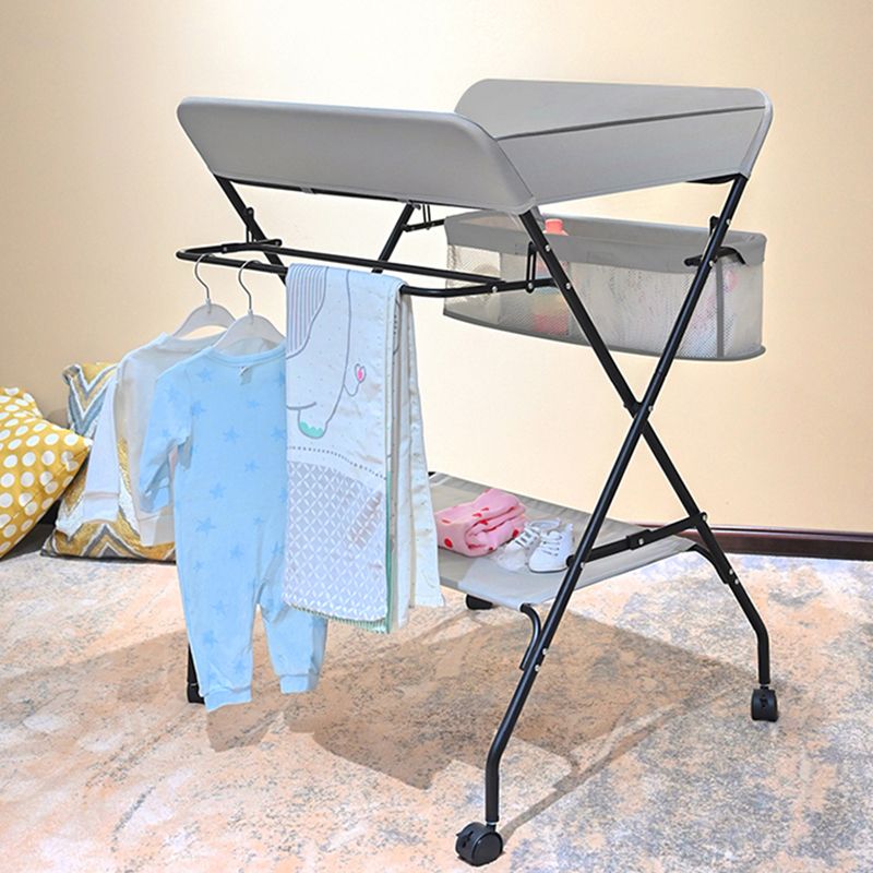 Metal Frame Baby Changing Table Folding with Shelf ,31.5"L×24.8"W