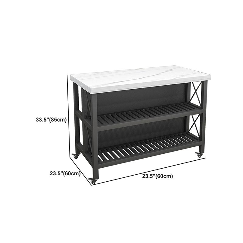 Modern Style Rolling Kitchen Cart Marble Kitchen Island Cart with Open Storage