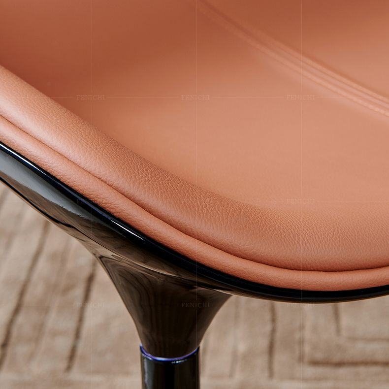 Glam Curved Dining Chair Faux Leather Dining Chairs with Black Legs