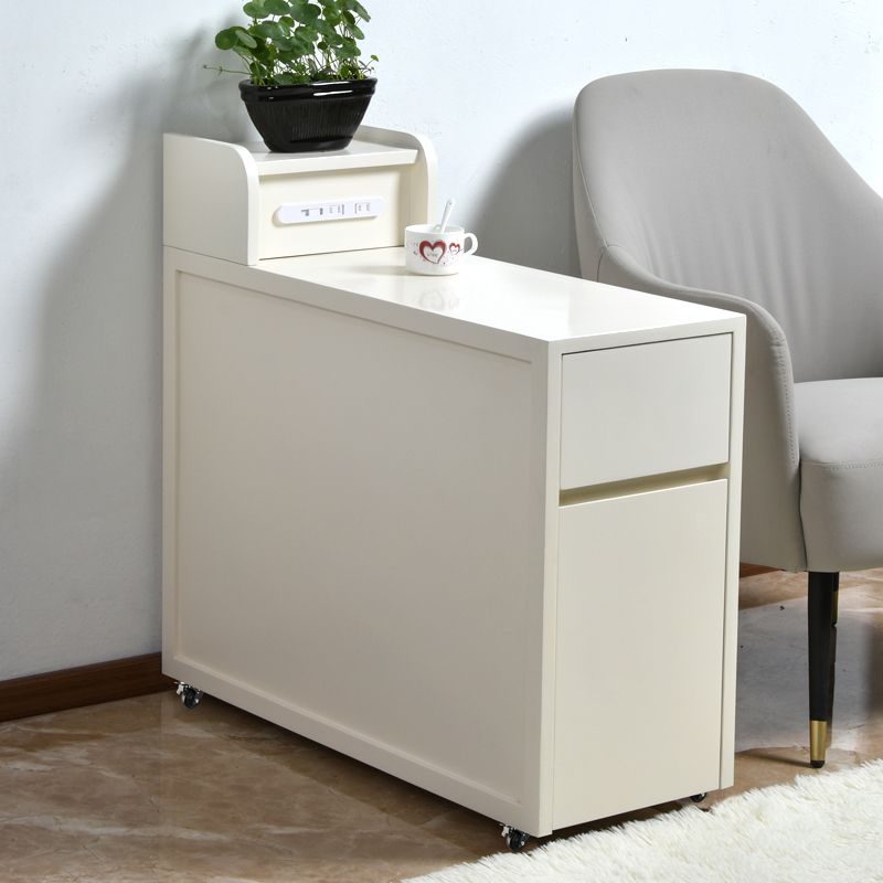 Rectangular Wood Side Table Contemporary End Table with Storage for Living Room