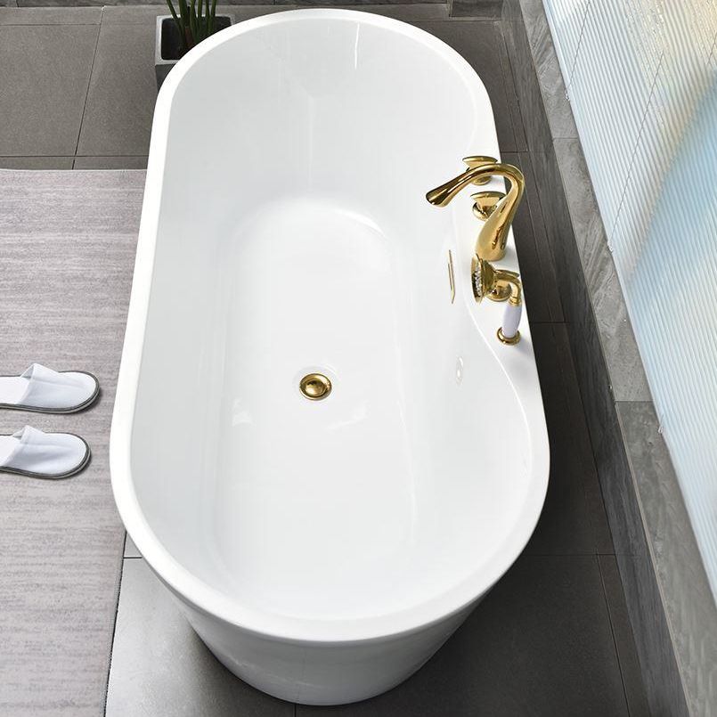 White Oval Bath Freestanding Acrylic Soaking Handles Included  Modern Bathtub