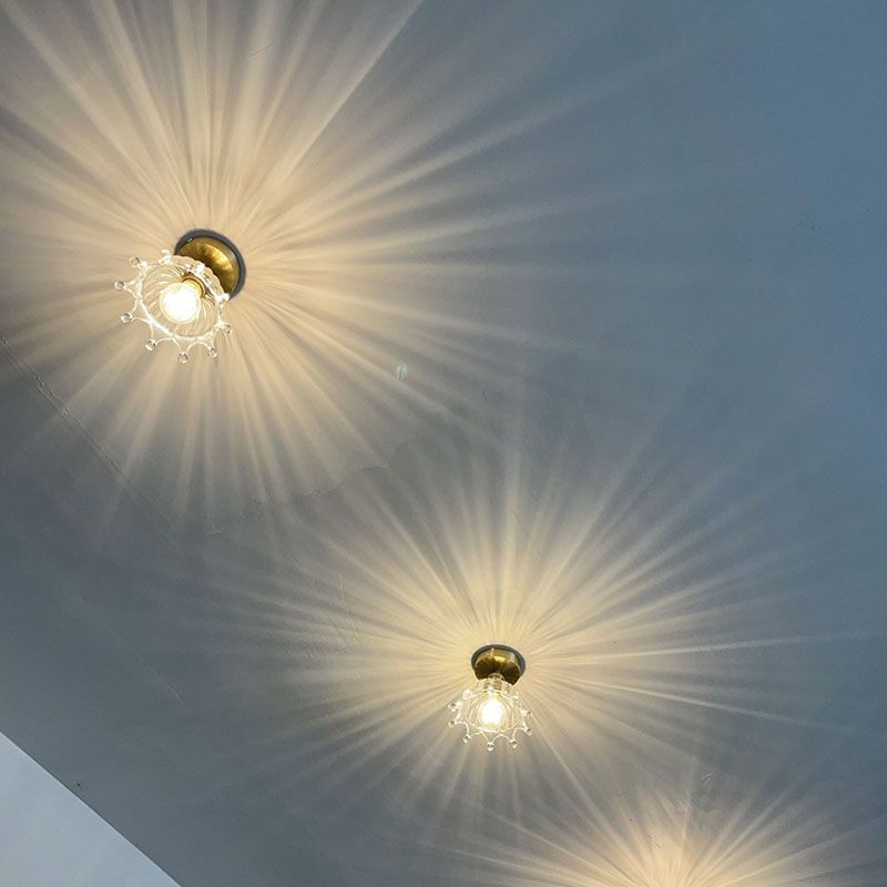 Glass Shaded Ceiling Mounted Fixture Minimalist Style Gold Ceiling Flush Mount for Aisle