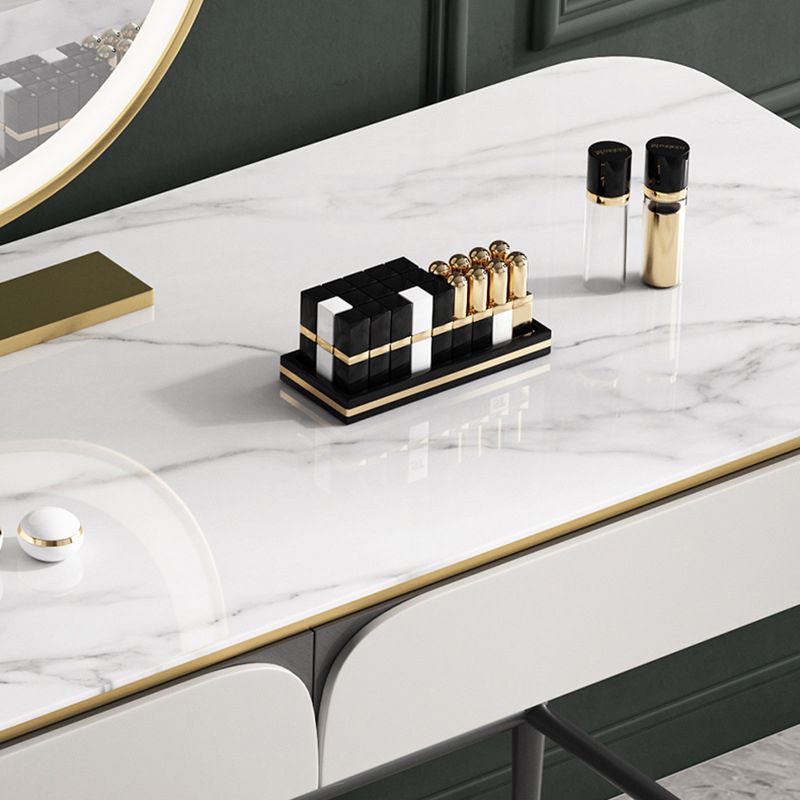 Rock Slate Off-white Dressing Table with 4 Drawers Metal Base