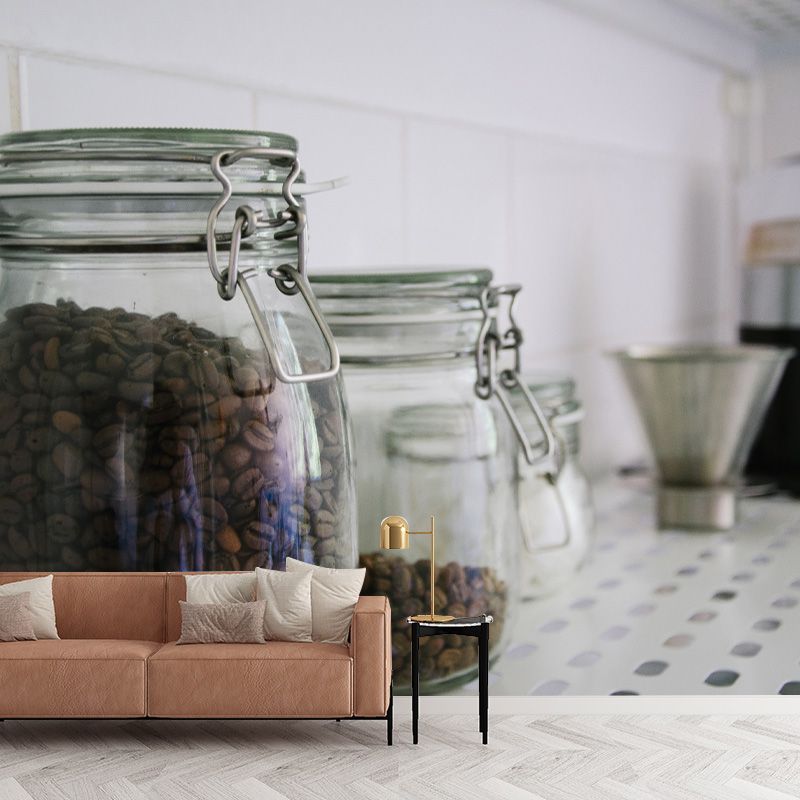 Minimalism Coffee Beans Mural Photography Horizontal Wall Covering for Coffee Shop