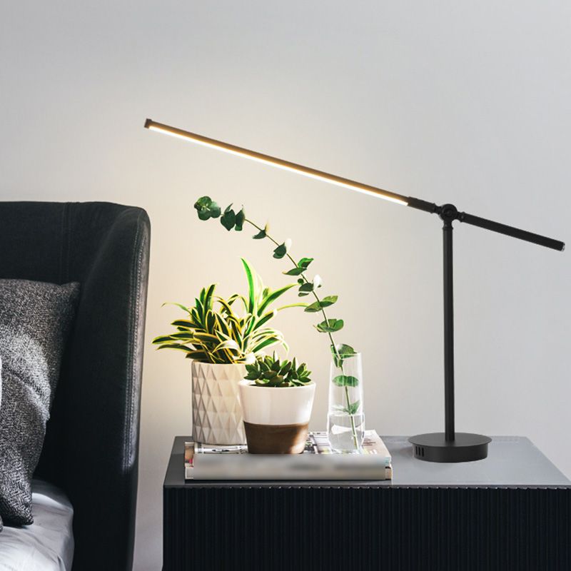 Modern Style Linear Night Table Lamp Metal 1 Light Table Light