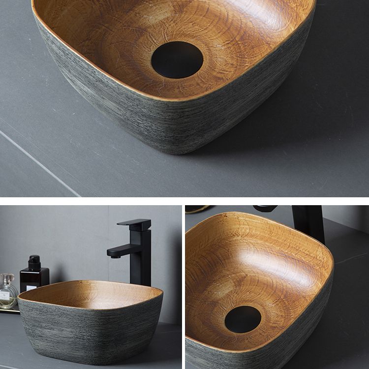 Brown Oval-shape Trough Bathroom Sink Modern Trough Bathroom Sink