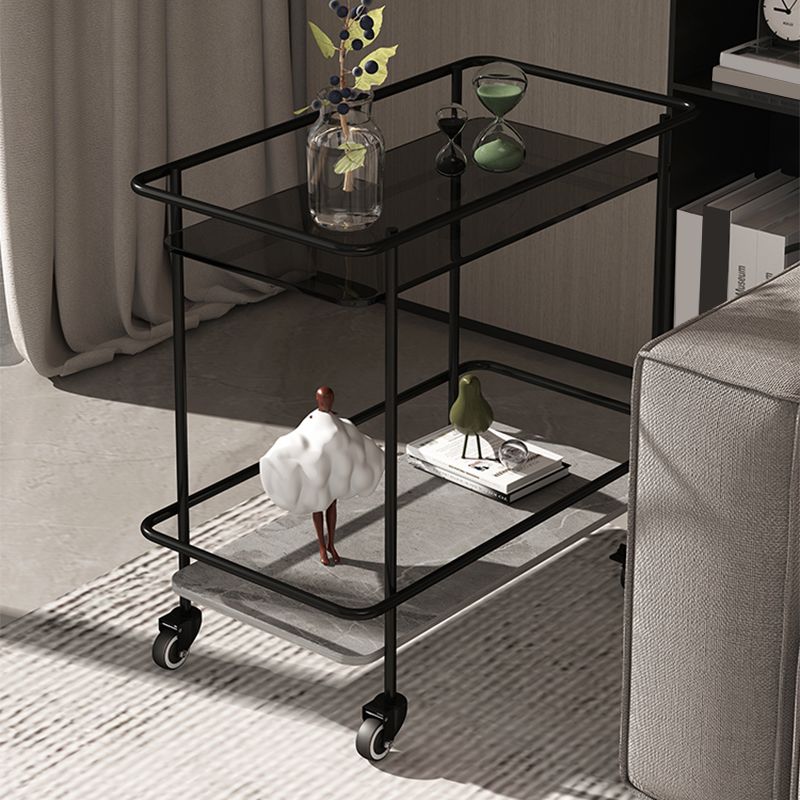23.62" Tall 4 Legs Side Table Modernistic Metal Side End Snack Table