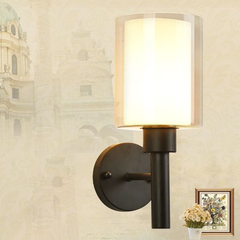Modern Vanity Lamp Cylinder Glass Wall Light Fixture for Bathroom