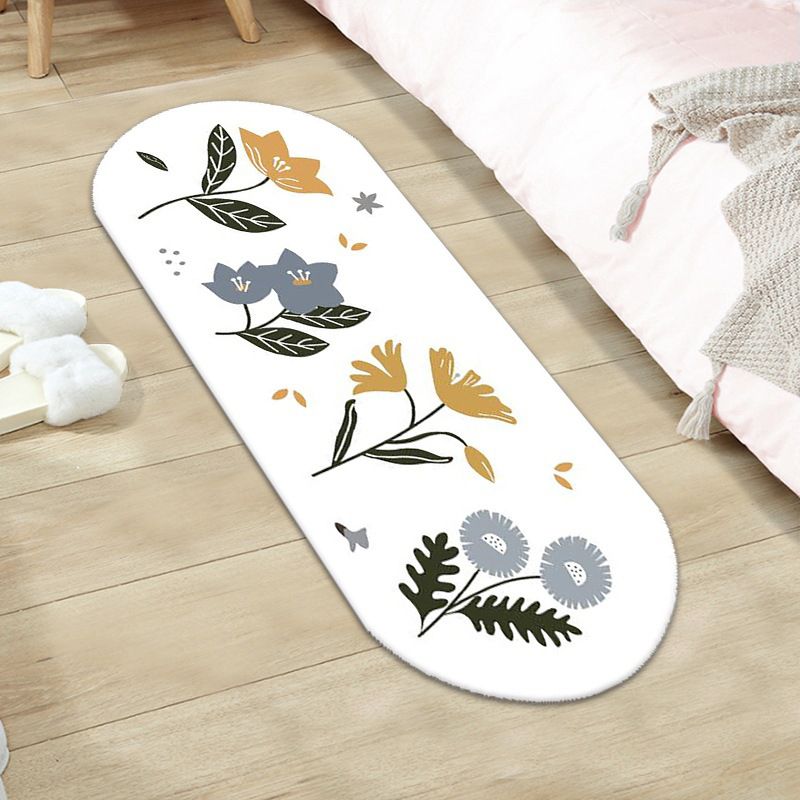 Green Modern Rug Polyester Flower Indoor Rug Washable Rug for Home Decor