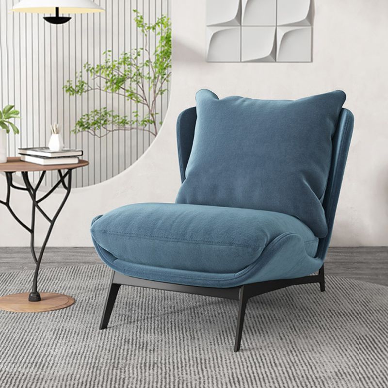 Nordic Style Armless Black Metal Upholstered Chair with Pillow Back