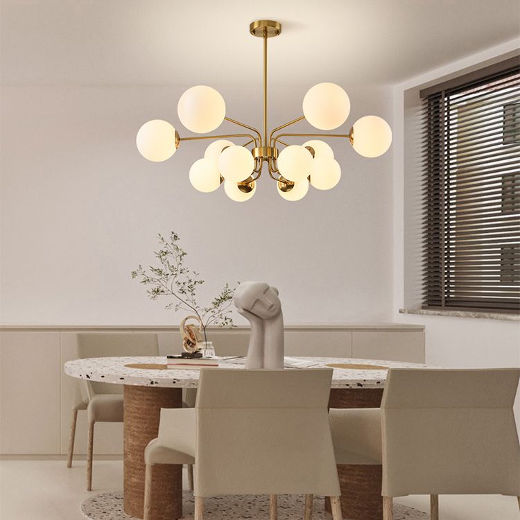 Designer Style Globe Chandelier Lighting Multi-Head Suspension Pendant Lamps with Glass Shade