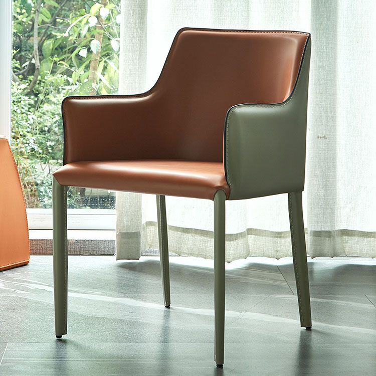 Comedor Silla de comedor contemporánea de cuero Silla con respaldo sólido con brazo