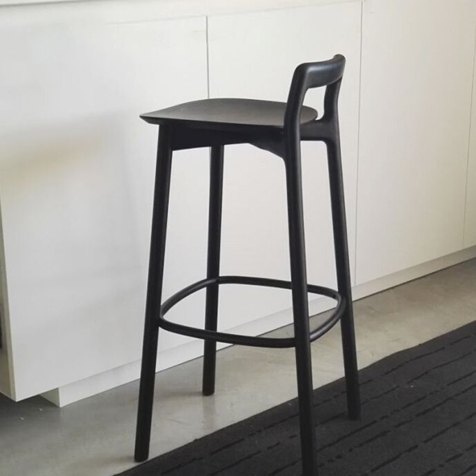 Scandinavian Solid Wood Bar Stool Living Room Faux Leather Counter Stools