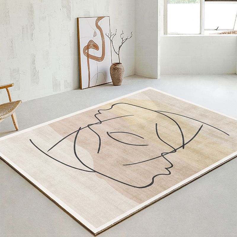 White Modern Carpet Polyester Color Block Carpet Stain Resistant Carpet for Drawing Room