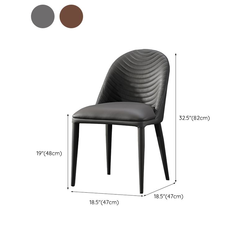 Parsons Side Chair Leather Metal Base Dining Chair for Dining Room