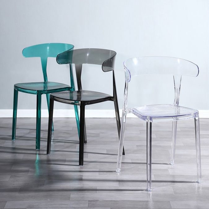 Silla de comedor de plástico de estilo nórdico, silla lateral de comedor con respaldo abierto para uso en restaurantes