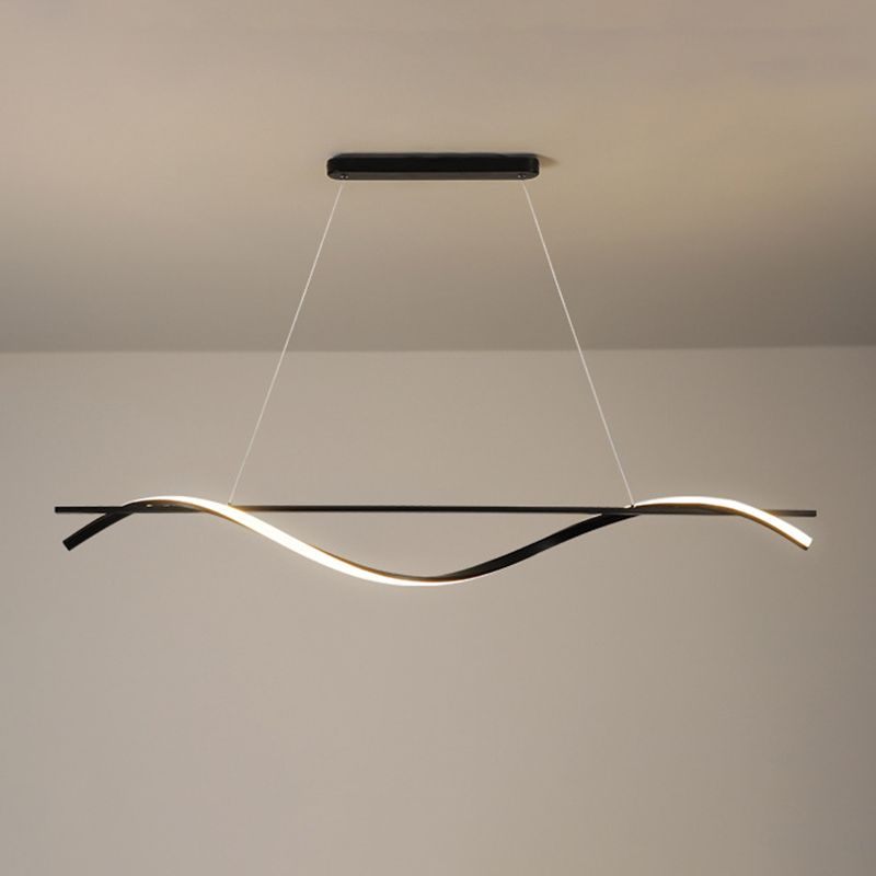 Lacquered Iron LED Island Light in Modern Concise Style Acrylic Linear Pendant Light for Dining Room